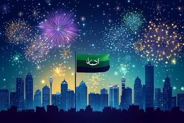 Fototapeta premium Illustration For Independence Day Of Pakistan.