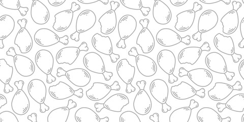 fried chicken pattern background. Fried chicken doodle pattern. fast food background. Chicken leg seamless pattern. Chicken drumstick pattern. fried chicken seamless pattern background. 