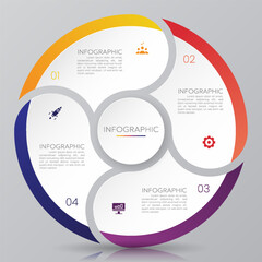 Circle chart infographic template with 4 options for presentations