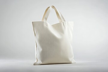 A white tote bag isolated on a white background. Perfect for branding, shopping, and other everyday uses.