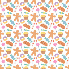 Seamless christmas pattern. New year background. Colored illustration with christmas icons