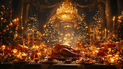 A festive family dinner where everyone is gathered around, sharing a variety of homemade dishes and stories