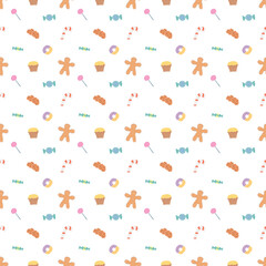 Seamless christmas pattern. New year background. Colored illustration with christmas icons