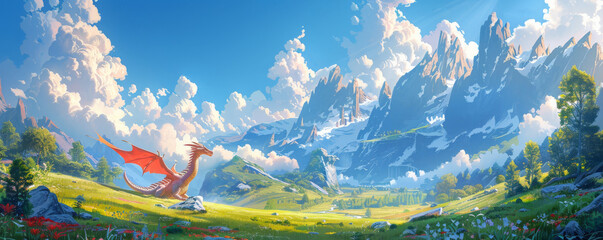 A hidden valley where dragons return each summer to dance in the sky celebrating the warmth and light.