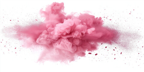 Fototapeta premium Abstract background, pink smoky paint explosion, on white background, texture. AI generation.