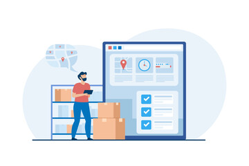 Fototapeta premium High Tech Logistics System for Tracking goods. 