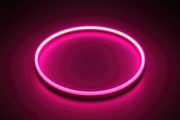 Pink Neon Ring on Black Background