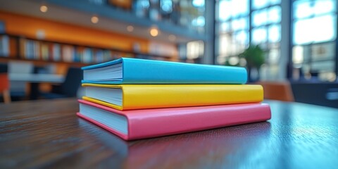 Stack of Books on a Wooden Table