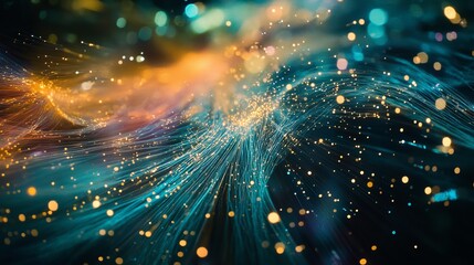 Fototapeta premium Data travels over the internet using thin, flexible glass fibers that carry light signals.