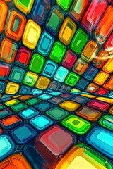 Abstract 3D Pattern of Vibrant, Saturated, Glossy Rectangular Shapes