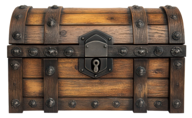 wooden chest isolated on transparent background