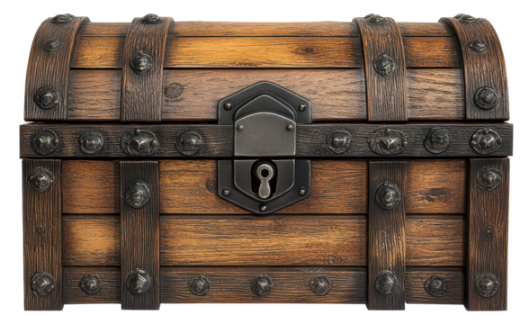 wooden chest isolated on transparent background