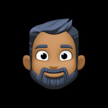 Bearded Man Emoji Icon on Black Background
