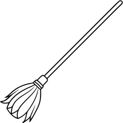 old broom outline coloring book page line art drawing
