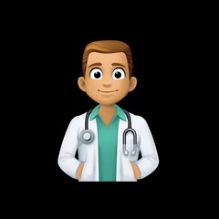 Fototapeta premium Male Doctor with Stethoscope Emoji Icon 