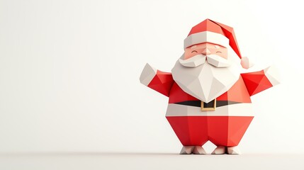 Christmas Xmas concept Cute origami Santa Claus, simple design, with copy space for your design for the December winter holiday