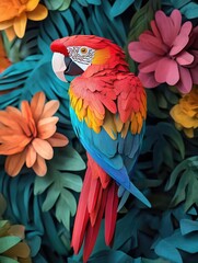 Obraz premium Parrot on Flowers