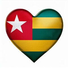 トーゴの国旗のハート(Heart of Togo flag on white.)
