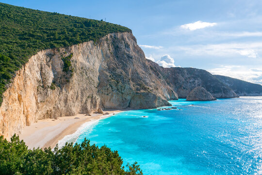 Porto Katsiki beach with turquoise water in Lefkada island, Greece