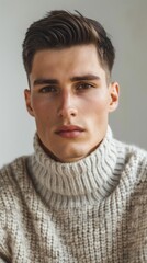 Fototapeta premium A man with a beard and a white sweater