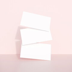 Minimalist Mockup with Three Floating White Cards on Pink Background