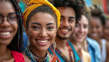 Diverse groups of people with vibrant scenes, dynamic and inclusive, Urban, Bright hues, Photograph, Social diversity