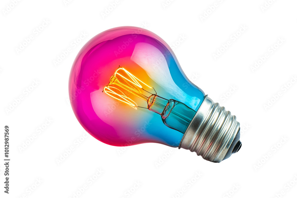 Poster a bright light bulb surrounded by colorful sticky notes on a black background, symbolizing creativit