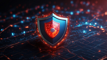 Digital Shield and Firewall Symbols