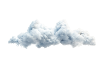 Fluffy cloud on a white isolated background, perfect for use in various designs and environmental themes.