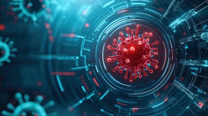 Obraz premium Digital Illustration of Virus in High-Tech Environment