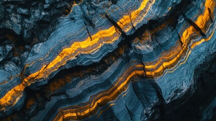 Obraz premium Mineral-rich veins running through a rock face, showing streaks of color and unique patterns