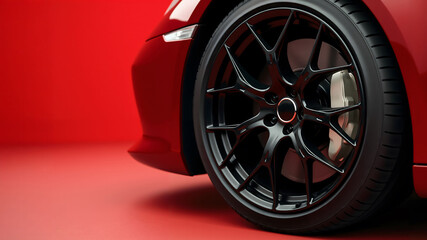 Luxury sports car tire on display with sleek design