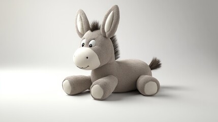Obraz premium A cute, plush donkey toy sits on a white background.