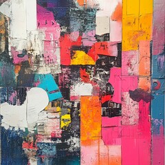Fototapeta premium Abstract Art Collage Modern Colorful Grunge Textured Urban Wall Art Contemporary