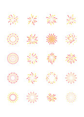 Set of firework icons, new year, celebration, 