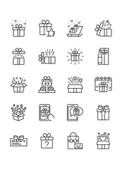 set of gift box icons, christmas gift, surprise, gift, birthday gift