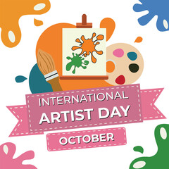 vector international artists day poster design Template