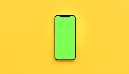 Green Phone, Pastel Yellow Background