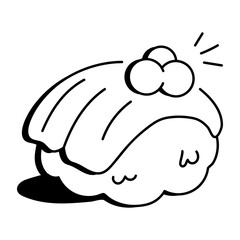 A doodle icon of a sushi roll with a seaweed wrap and rice

