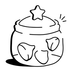 Chocolate chips in a jar, drawing style icon 

