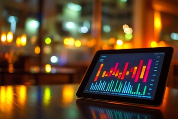 Obraz premium growth bar graph on smartphone