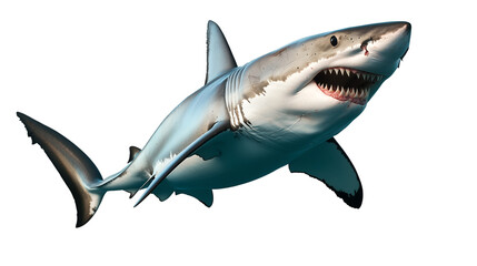 
A powerful great white shark Fish isolated on transparent PNG.