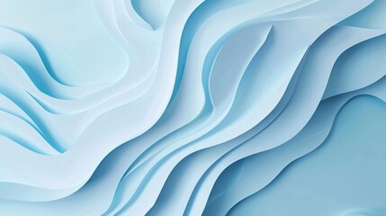 Obraz premium Graceful, fluid layers of blue paper create a calming, abstract oceanic wave-like pattern.