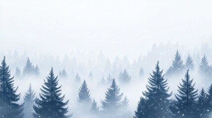 a forest of pine trees in the snow.