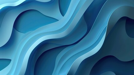 Obraz premium Graceful, fluid layers of blue paper create a calming, abstract oceanic wave-like pattern.