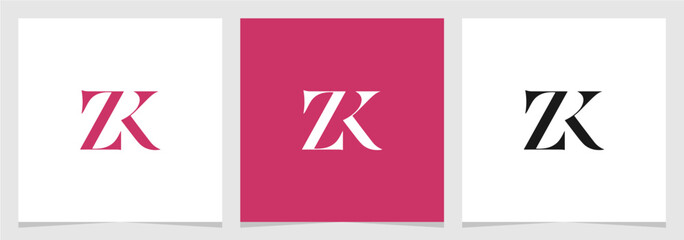 ZK KZ Z K Letter Minimalist Logo Element Vector , Initial Logo for Brand Company , Lettering Font Logo Monogram Vector