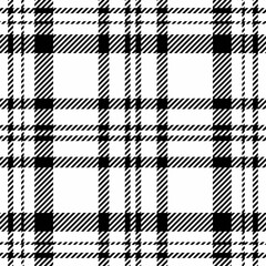 Knit vector fabric texture, cozy tartan check seamless. Grand plaid pattern background textile in white and black colors.