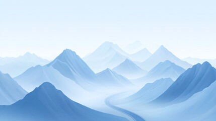 Fototapeta premium Winter mountain road landscape illustration