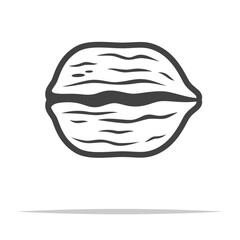 Whole walnut outline icon transparent vector isolated