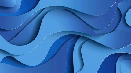 Obraz premium Graceful, fluid layers of blue paper create a calming, abstract oceanic wave-like pattern.